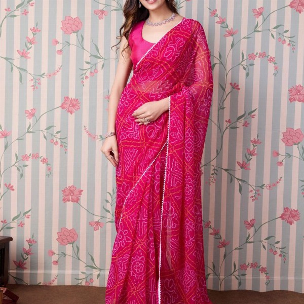 Ode by House of Pataudi Bandhani Gotta Patti Ready to Wear Saree