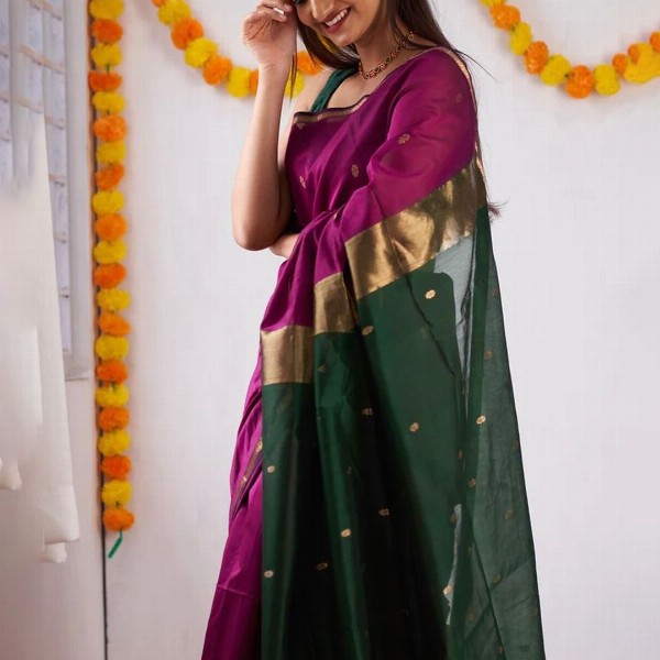 all about you Ethnic Motifs Woven Design Zari Pure Silk Banarasi Saree