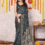 KALINI Floral Printed Zari Saree