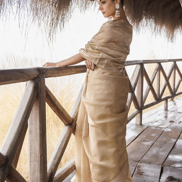 Geroo Jaipur Woven Design Zari Tissue Saree