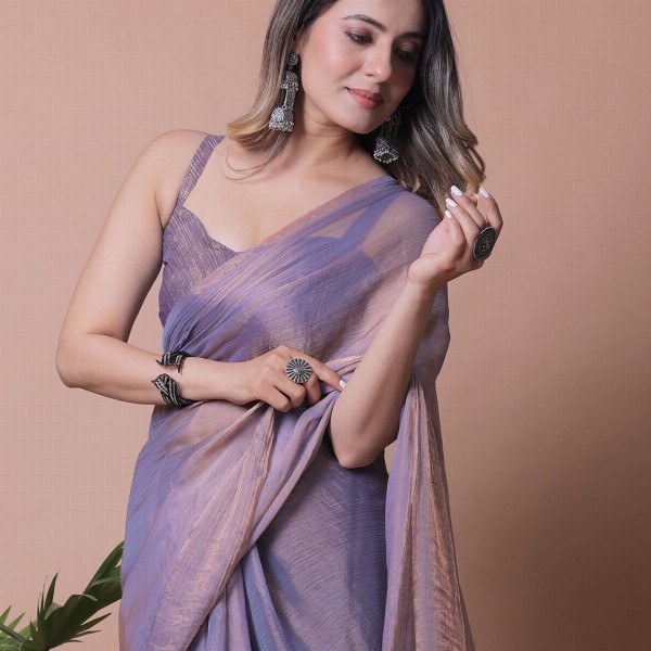 Anneca Women Solid Pure Chiffon Saree