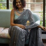 Suta Grey Embellished Sequinned Pure Cotton Saree