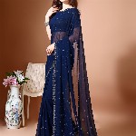 Leelavati Embellished Beads and Stones Pure Chiffon Saree