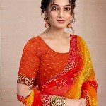 KALINI Bandhani Pure Chiffon Saree