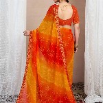 KALINI Bandhani Pure Chiffon Saree