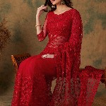Sangria Embroidered Net Sarees