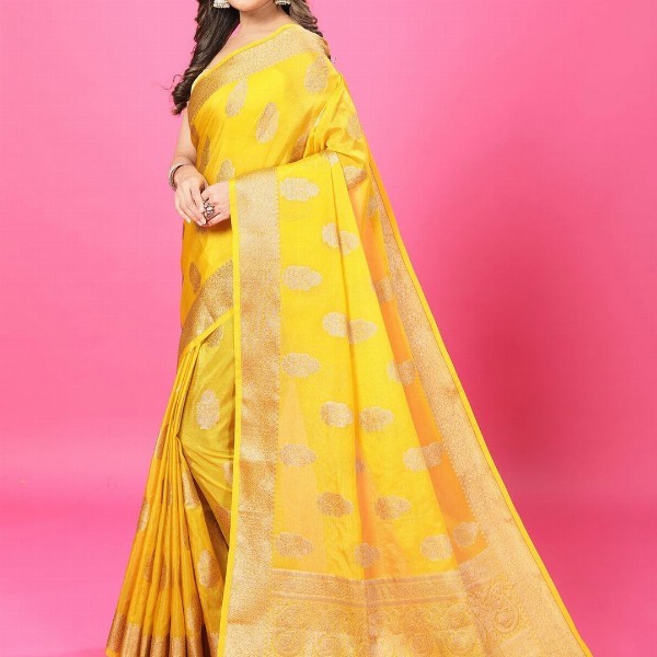 CRAFTYSTYLES Woven Design Zari Pure Crepe Banarasi Saree