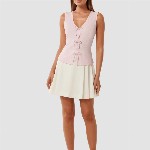 Forever New Women Vertical Stripes Striped Bow Tank Top