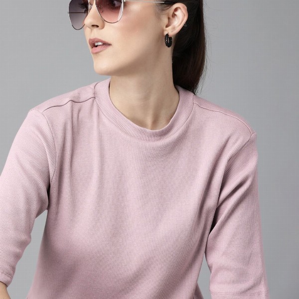 The Roadster Lifestyle Co Mauve Ribbed Top