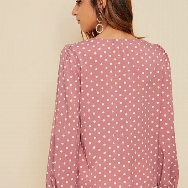 Stylecast X Slyck Polka Dot Printed Puff Sleeve Top