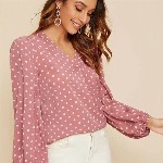 Stylecast X Slyck Polka Dot Printed Puff Sleeve Top