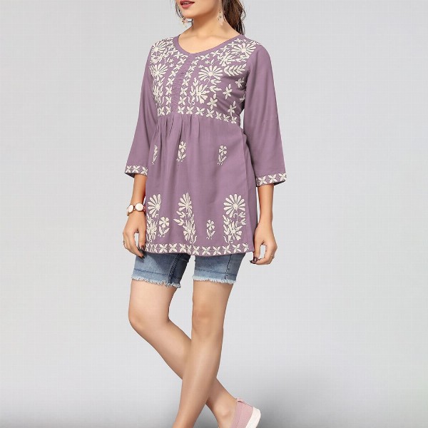 Winza Designer Floral Embroidered A Line Top