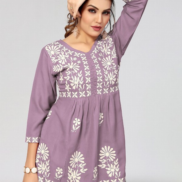 Winza Designer Floral Embroidered A Line Top