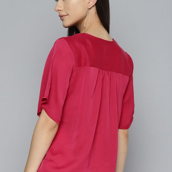 Chemistry V-Neck Shirt Style Satin Top