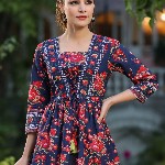 Rain & Rainbow Floral Print Cotton Empire Top