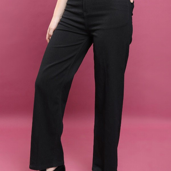 Basics By Tokyo Talkies Women Flared Clean Look Stretchable Jeans