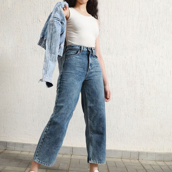 Hubberholme Women Baggy Fit High-Rise Heavy Fade Jeans