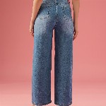 DressBerry Women Wide Leg High-Rise Light Fade Stretchable Jeans