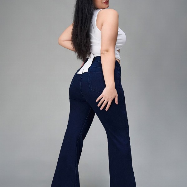 Miss Chase A+ Women Plus Size Bootcut High-Rise Stretchable Jeans