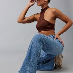 DOLCE CRUDO Wide-Leg High-Rise Regular-Length Stretchable Shaping Denim Jeans