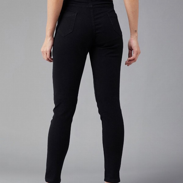 DOLCE CRUDO Women Black Skinny Fit High-Rise Stretchable Jeans