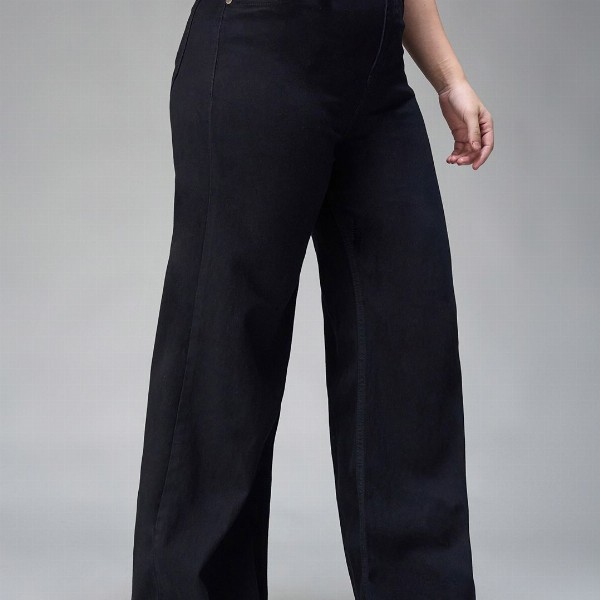 Miss Chase A+ Women Wide Leg High-Rise Stretchable Jeans
