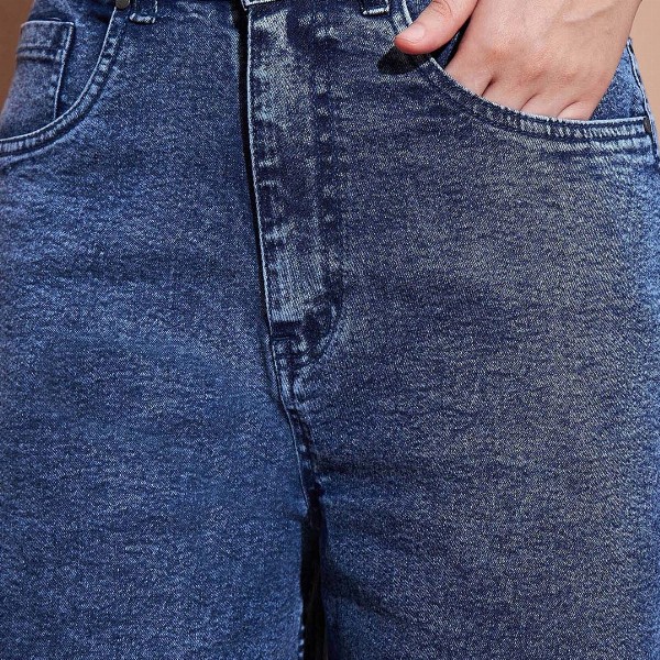 SASSAFRAS BASICS Women Straight Fit High-Rise Clean Look Heavy Fade Jeans