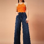 FASHIONFIBRE Women Cotton Comfort Wide Leg High-Rise Light Fade Jeans