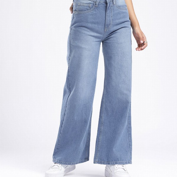 glitchez Women Wide Leg Light Fade Jeans