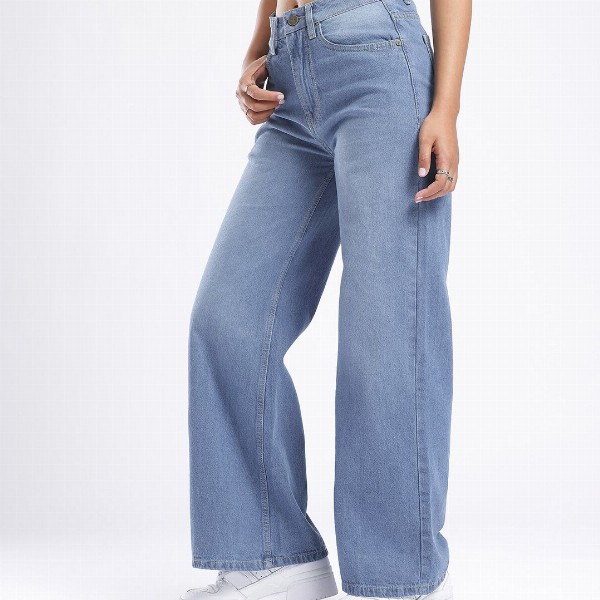 glitchez Women Wide Leg Light Fade Jeans