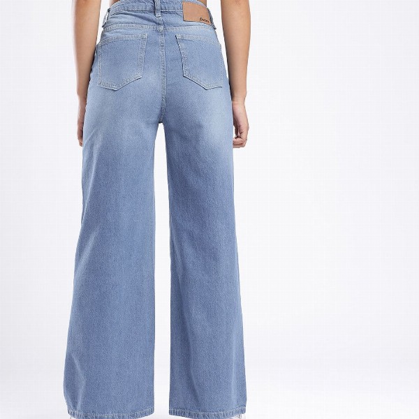 glitchez Women Wide Leg Light Fade Jeans