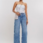 FREAKINS Women Straight Fit High-Rise Mildly Distressed Light Fade Cotton Jeans