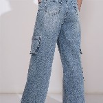 Street By Tokyo Talkies Women Wide Leg Light Fade Stretchable Jeans