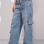 Street By Tokyo Talkies Women Wide Leg Light Fade Stretchable Jeans
