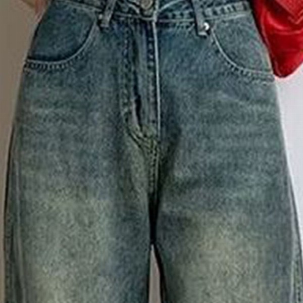 StyleCast Women Wide Leg High-Rise Heavy Fade Denim Jeans
