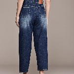 French Connection Women Pure Cotton Mom Fit High-Rise Light Fade Jeans