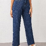 Kotty Women Navy Blue Jean Straight Fit High-Rise Stretchable Jeans