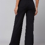 DOLCE CRUDO Women Wide Leg High Rise Clean Look Stretchable Denim Jeans