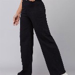 DOLCE CRUDO Women Wide Leg High Rise Clean Look Stretchable Denim Jeans