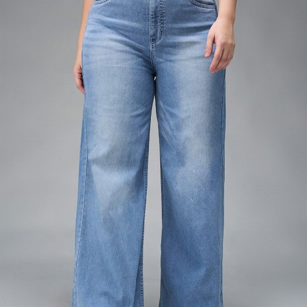 Miss Chase A+ Women Wide Leg High-Rise Stretchable Jeans