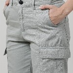 IVOC Women Grey Mid-Rise Cotton Cargos Trousers