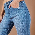 Dolce Crudo Women Light Weight Blue Wide Leg Light Fade Stretchable Jeans