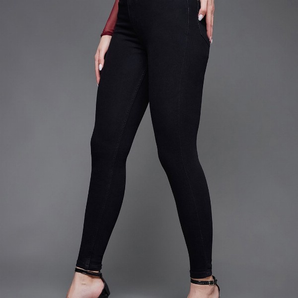 Miss Chase Women Black Skinny Fit High-Rise Jeans