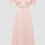 Forever New Women Off-Shoulder Flutter Sleeve Fit and Flare Midi Dress