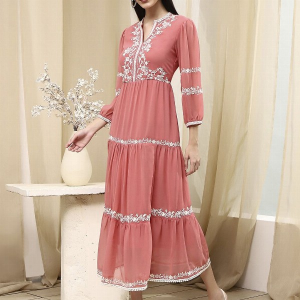 Biba Women Ethnic Motifs Embroidered Fit & Flare Dress