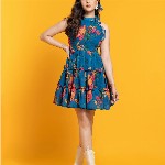 OCTICS Floral Printed Fit & Flare Dress