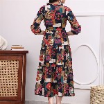 Claura Women Abstract Printed Mandarin Collar A-Line Dress