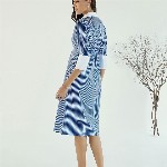 Pink Paprika by SASSAFRAS Striped A-Line Midi Cotton Dress