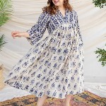 THE INDIAN ETHNIC CO Women Floral Print A-Line Midi Dress