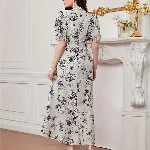 Bollyclues Women Floral Printed A-Line Midi Dress